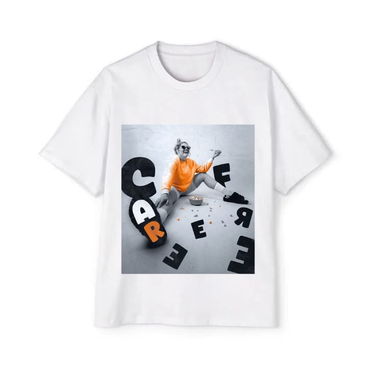 Care Free - White Oversized T-Shirt