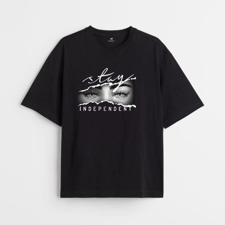 Stay Independent - Oversized Black T-Shirt
