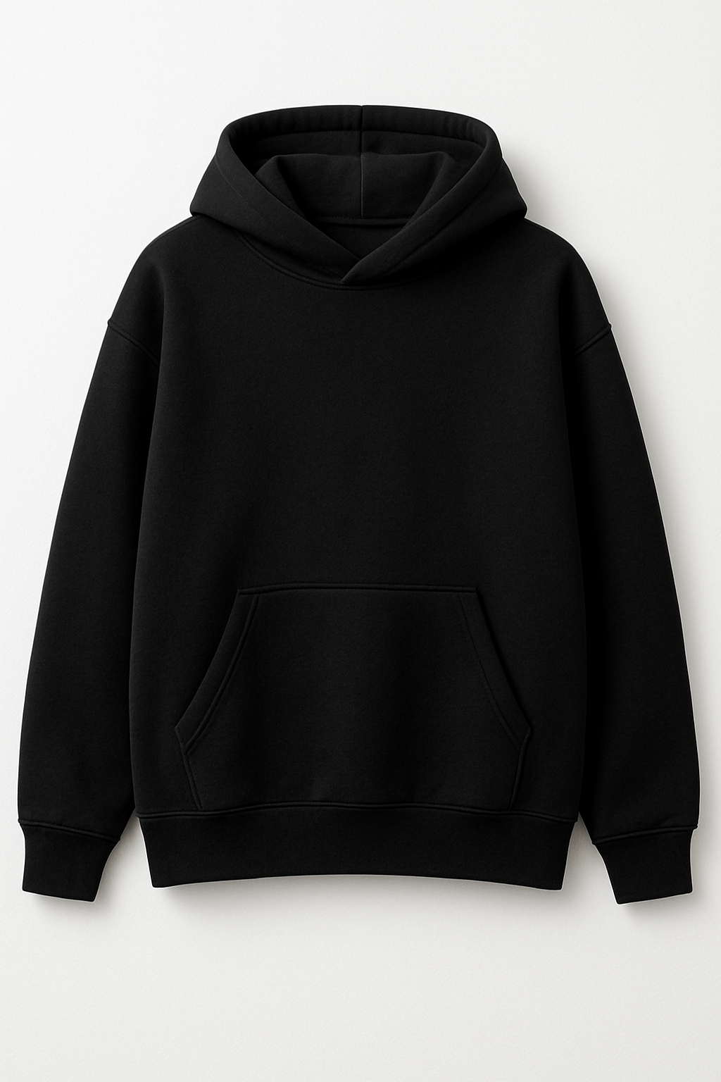 Plain Fitted Hoodie - Black